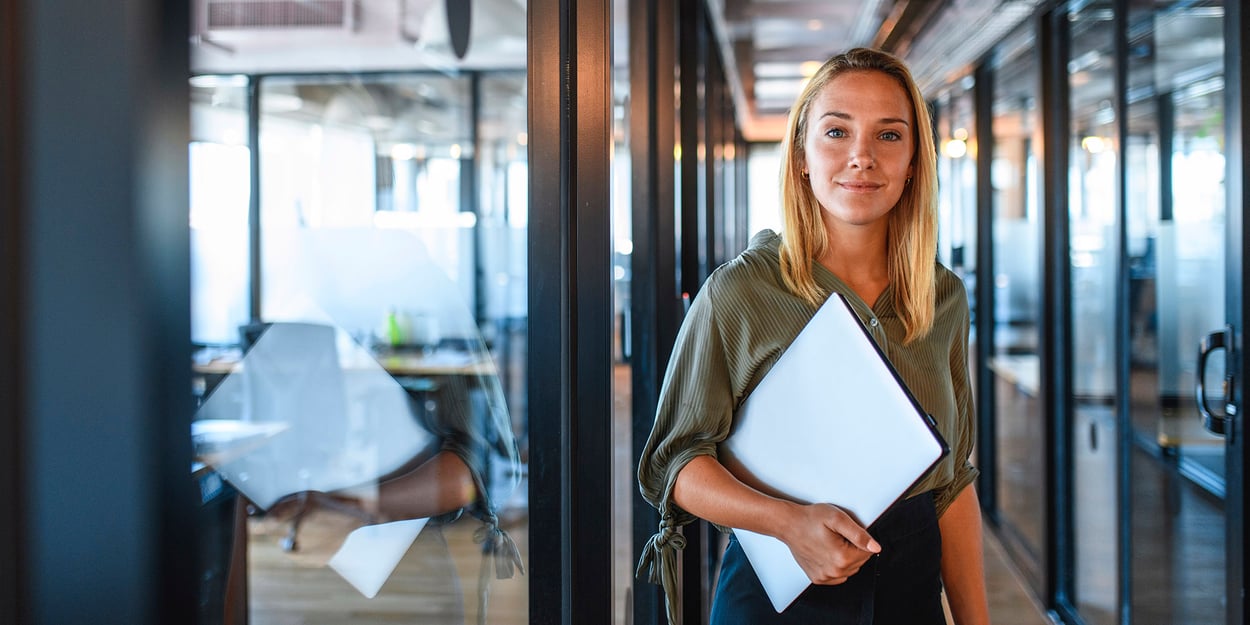 Portrait of business person with laptop