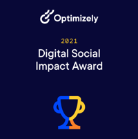 Optimizely 2021 Digital Social Impact Award badge.